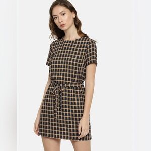 🛍️Forever 21 Large Navy Blue and Rust Brown Checkered Dress